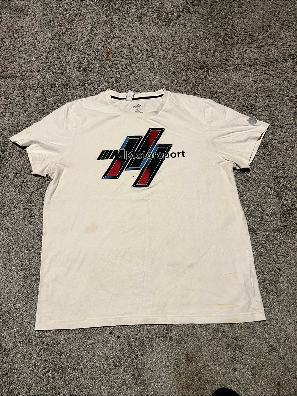 Puma White Short Sleeve Tee with Red and Blue Graphic